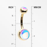 Golden Iridescent Revo Sparkle Belly Button Ring-Rainbow/Multi-Color