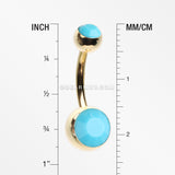 Golden Turquoise Double Gem Ball Steel Belly Button Ring-Turquoise