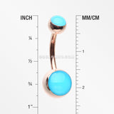 Rose Gold Blue Glow in the Dark Steel Belly Button Ring-Blue