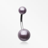 Pearlescent Luster Basic Belly Button Ring-Hematite