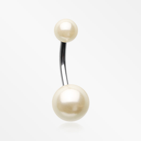 Pearlescent Luster Basic Belly Button Ring-Peach
