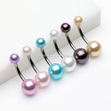 Pearlescent Luster Basic Belly Button Ring-Pink