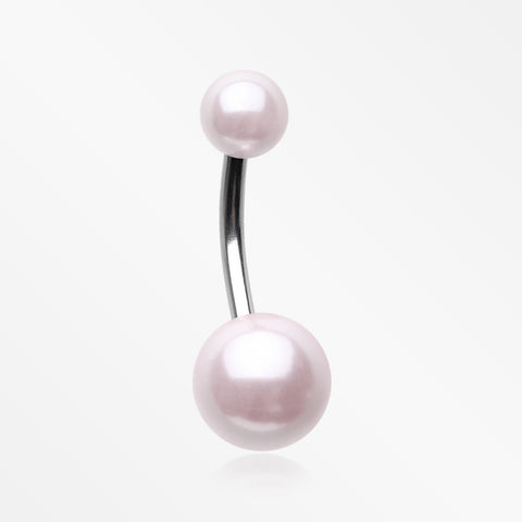 Pearlescent Luster Basic Belly Button Ring-Pink