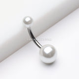 Pearlescent Luster Basic Belly Button Ring-White