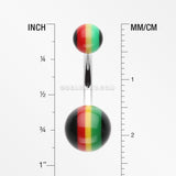 Rasta Stripe Acrylic Belly Button Ring-Rainbow/Multi-Color