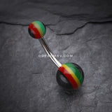 Rasta Stripe Acrylic Belly Button Ring-Rainbow/Multi-Color