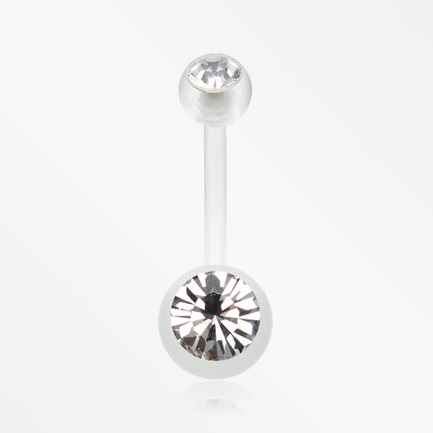 Bio Flexible Shaft Gem Ball Acrylic Belly Button Ring-Clear