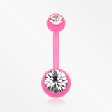 Bio Flexible Shaft Gem Ball Acrylic Belly Button Ring-Pink