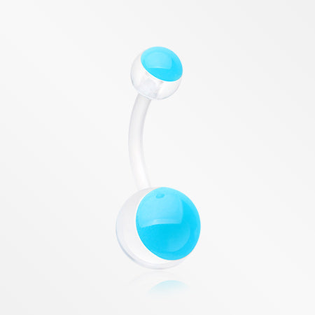 Glow in the Dark Acrylic Ball Bio Flexible Shaft Belly Button Ring-Blue