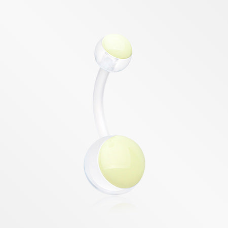 Glow in the Dark Acrylic Ball Bio Flexible Shaft Belly Button Ring-Yellow