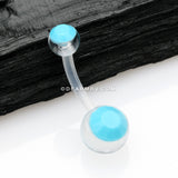 Turquoise Bead Acrylic Ball Bio Flexible Shaft Belly Button Ring-Turquoise
