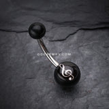 G-Clef Acrylic Belly Button Ring-Black