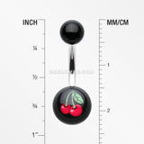 Cherry Acrylic Logo Belly Button Ring-Red