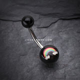 Rainbow Clouds Acrylic Logo Belly Button Ring-Black