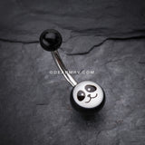 Panda Face Acrylic Logo Belly Button Ring-Black