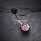 Sugar Skull Acrylic Logo Belly Button Ring-Pink/Fuchsia