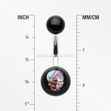Day of the Dead Lady Acrylic Logo Belly Button Ring-Black