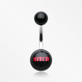 BITCH' Acrylic Logo Belly Button Ring-Black