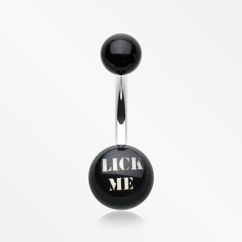 LICK ME' Acrylic Logo Belly Button Ring-Black