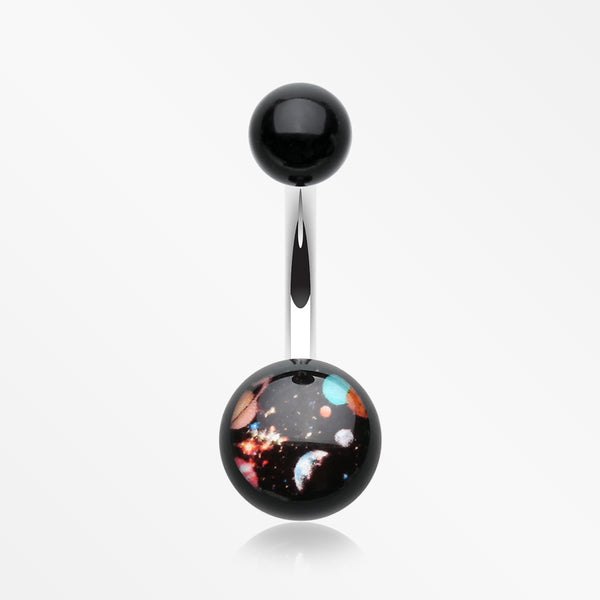 Galaxy Daze Acrylic Logo Belly Button Ring-Black