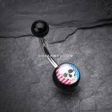 Skull Americana Acrylic Logo Belly Button Ring-Black