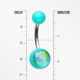 Planet Earth Acrylic Logo Belly Button Ring-Teal