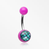 Vibrant Mermaid Scales Acrylic Logo Belly Button Ring-Purple