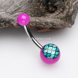 Vibrant Mermaid Scales Acrylic Logo Belly Button Ring-Purple