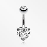 Classic Heart Sparkle Belly RIng-Clear