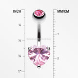Classic Heart Sparkle Belly RIng-Pink