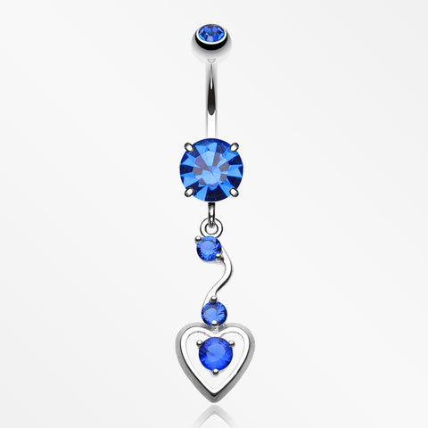 Dainty Dangled Heart Belly Button Ring-Blue