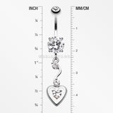 Dainty Dangled Heart Belly Button Ring-Clear