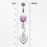 Dainty Dangled Heart Belly Button Ring-Pink
