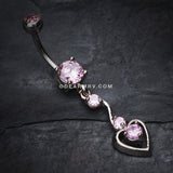 Dainty Dangled Heart Belly Button Ring-Pink