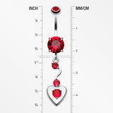 Dainty Dangled Heart Belly Button Ring-Red