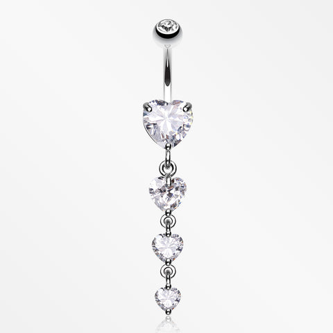 Brilliant Heart Cascade Belly Ring-Clear