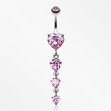 Brilliant Heart Cascade Belly Ring-Pink