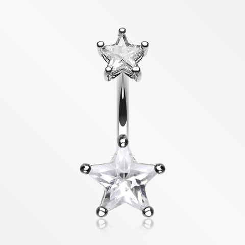 Classic Star Gem Sparkle Belly Ring-Clear