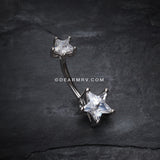 Classic Star Gem Sparkle Belly Ring-Clear
