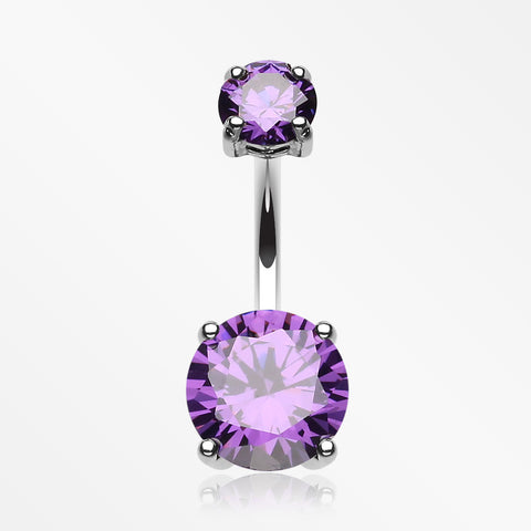 Brilliant Gem Sparkle Belly Ring-Purple