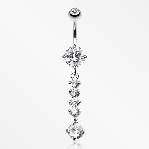Classy Multi Gem Belly Button Ring-Clear