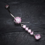 Classy Multi Gem Belly Button Ring-Pink