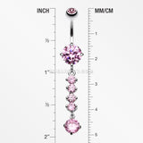 Classy Multi Gem Belly Button Ring-Pink
