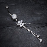 Flower Sparkle Belly Button Ring-Clear