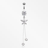 Flower Sparkle Belly Button Ring-Clear