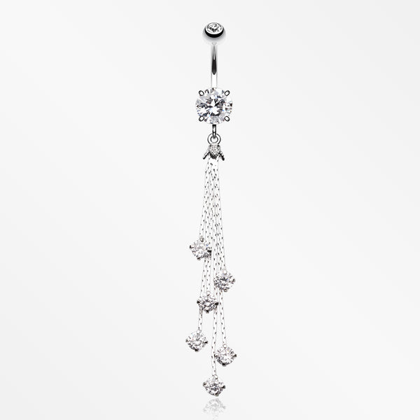 Lustre Drops Belly Button Ring-Clear