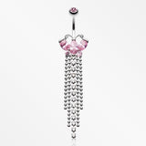 Butterfly Dazzle Showers Belly Button Ring-Pink