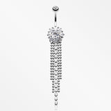 Exquisite Bedazzled Cascading Belly Button Ring-Clear