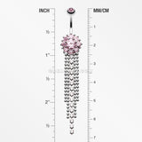 Exquisite Bedazzled Cascading Belly Button Ring-Pink