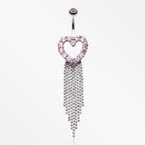 Heart Sparkle Showers Belly Button Ring-Pink